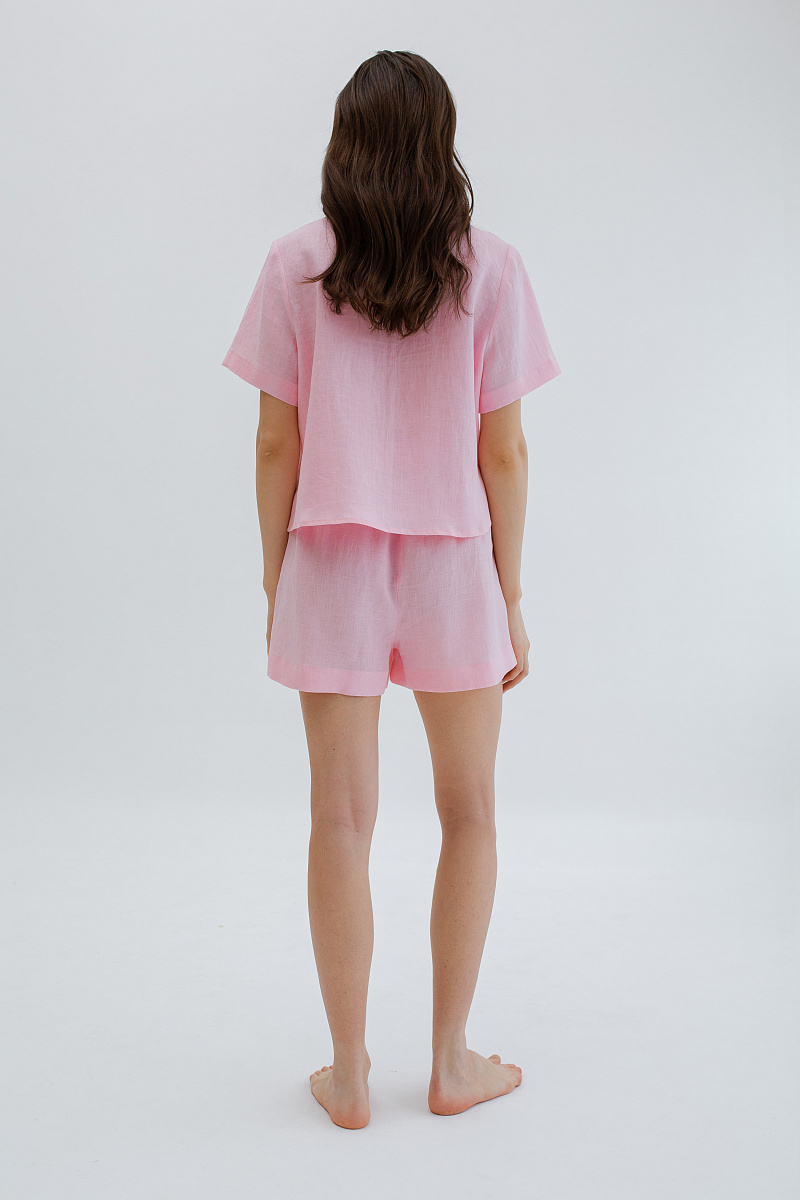 Пижамная рубашка с коротким рукавом изо льна