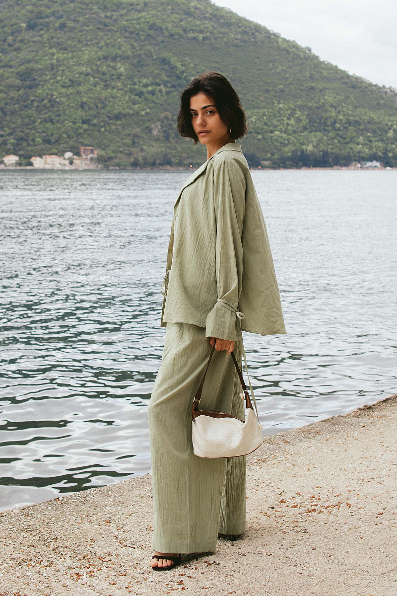 Удлиненная блузка с завязками из хлопка