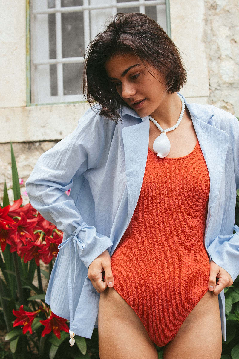 Удлиненная блузка с завязками из хлопка