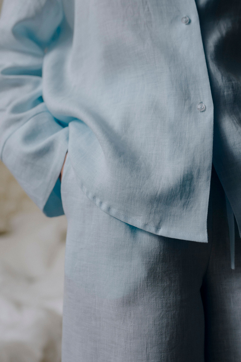 Пижамная рубашка с длинным рукавом изо льна