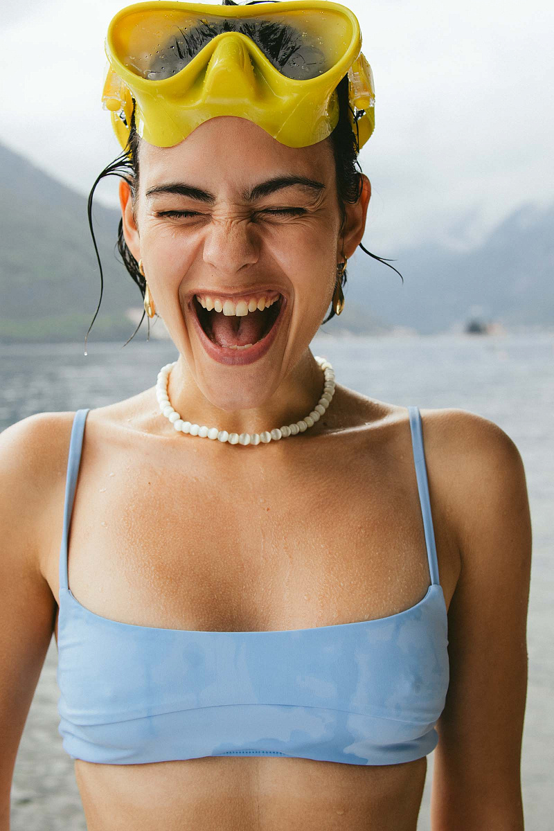 Купальный топ с прямым вырезом Лина 