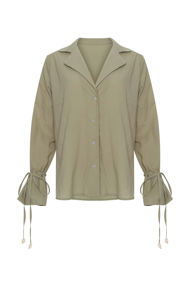 Удлиненная блузка с завязками из хлопка